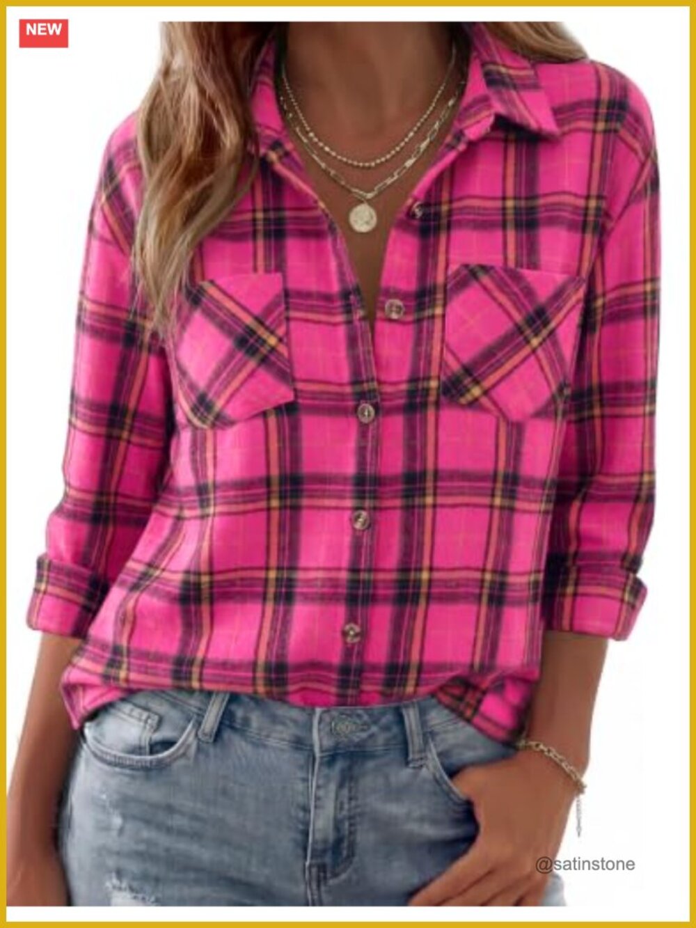 Zeagoo Womens Flannel Shirts Long Sleeve Button Down Casual Fall Plaid Top